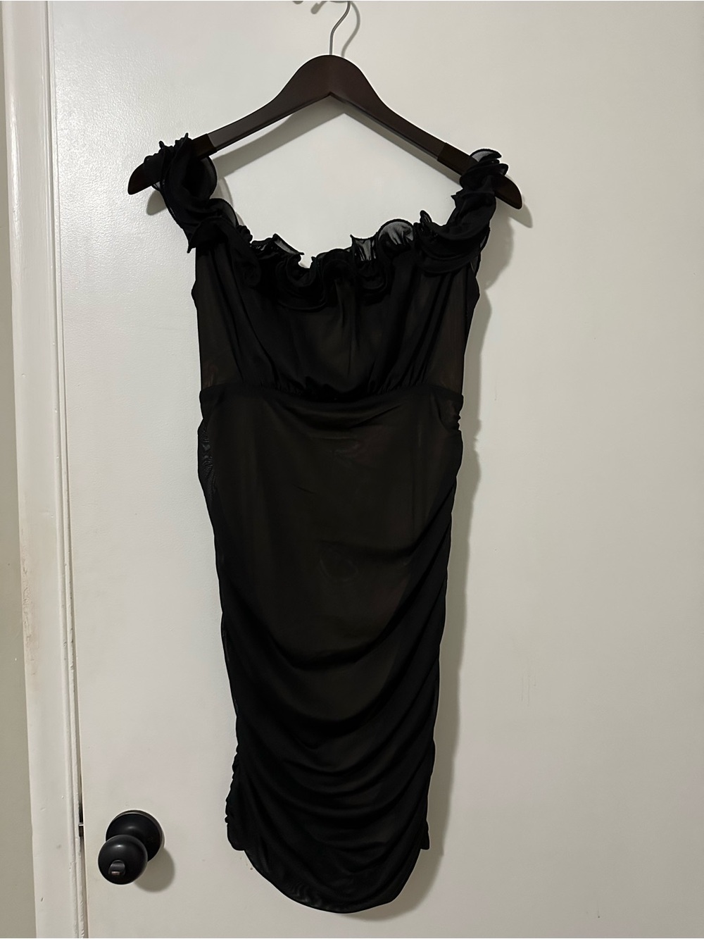 Forever 21 Black Ruffle-Trim Mini Dress
